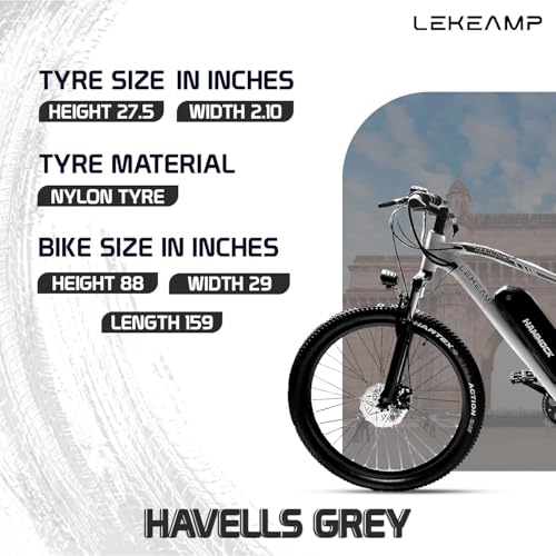Image of Hammock Electric Bike | 27.5 inch Tyres x 2.10 inch Width | 25 km /h Speed | 250W Motor | Disc Brakes | 5-Level Pedal Assist | 10.4Ah NMC Detachable Battery | Spring Front Suspension | Havells Grey