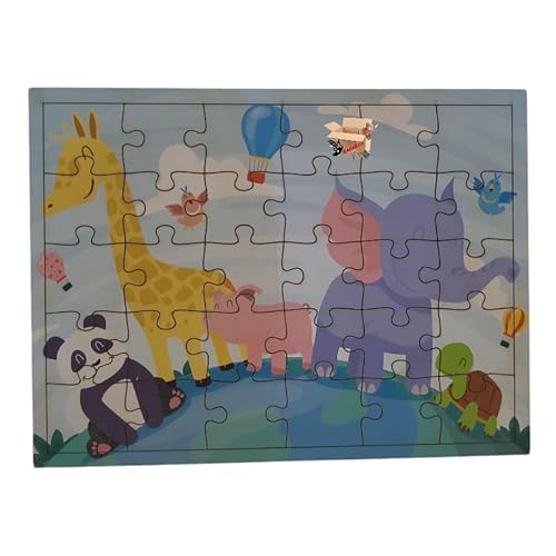 Brinquedo Pedagógico Em Madeira Quebra Cabeça Infantil Desenhos Grandes 30 Peças (Safari Baby)