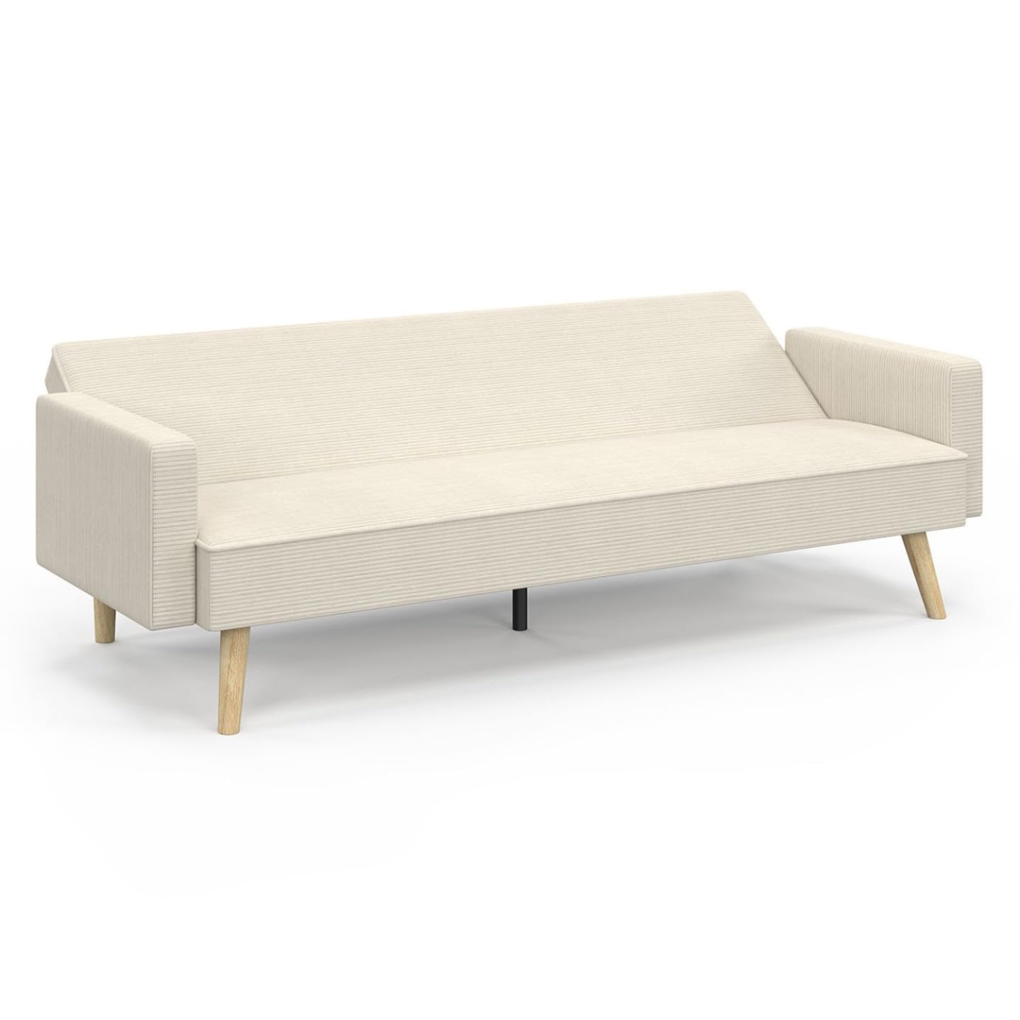 IDMarket - Sofá cama escandinavo recto LARS de 3 plazas de pana beige