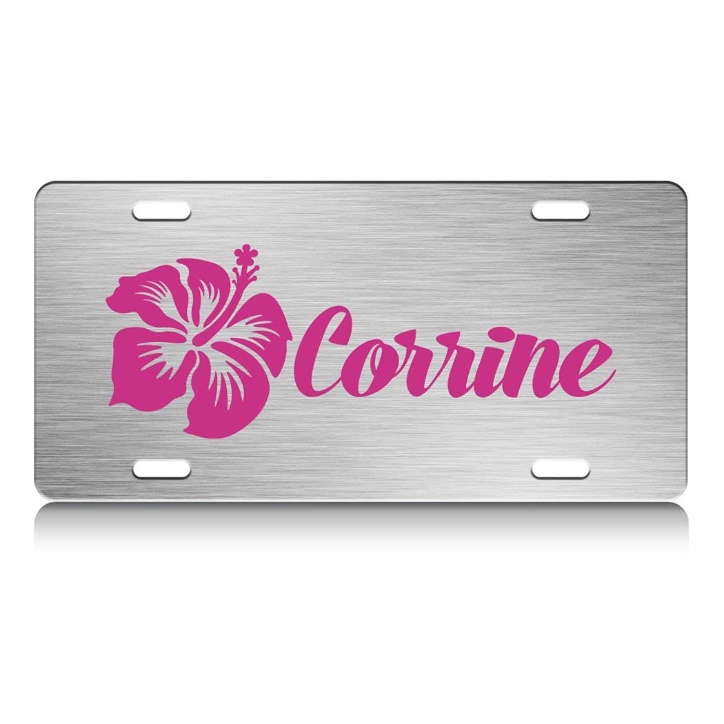 Press Fans - Corrine Female Name S.Steel Car SUV Truck License Plate Decorative Tag Chrome-D#i26