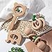 GROBRO7 4pcs Baby Massaggiagengive in legno piuttosto giocattoli dentizione Puzzle giocattolo Set con sonaglio in legno e perline stringa in legno di faggio naturale elefante e orso a forma