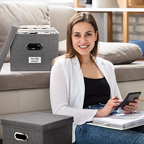 Zicoto Decorative File Organizer Box - Collapsible Linen File Cabinet For Easy File Folder Storage - Store All Your Documents And File Folders In Style #TOP5