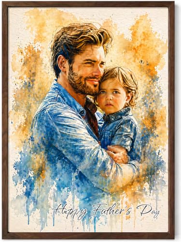 Noni Personalized Family Portrait Wall Art Custom Watercolor Portrait From Photo Personalized Family Art Fathers Day Birhtday Gifts Custom Dad - Grandpa Photo Gifts Canvas For Daddy Papa 1