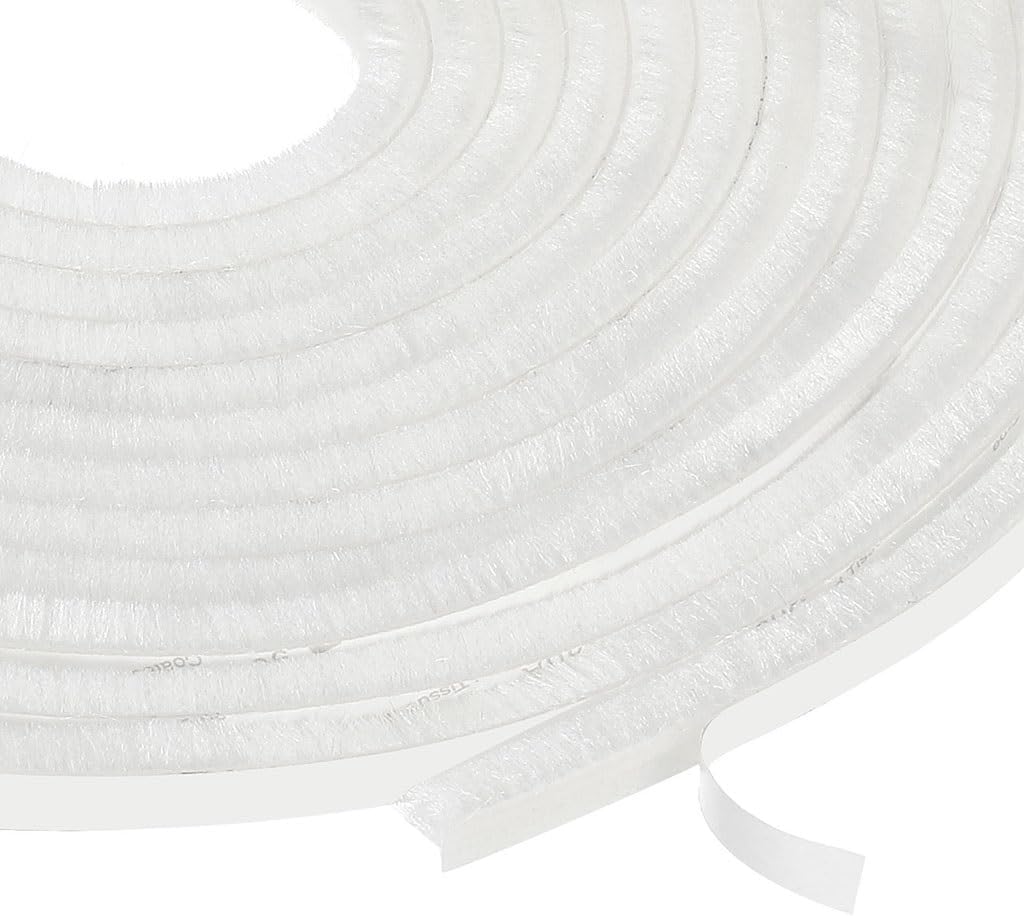 5M Self Adhesive Brush Seal Weather Stripping - Soundproof & Dustproof Door Brush Strip(White,23mmx9mm)