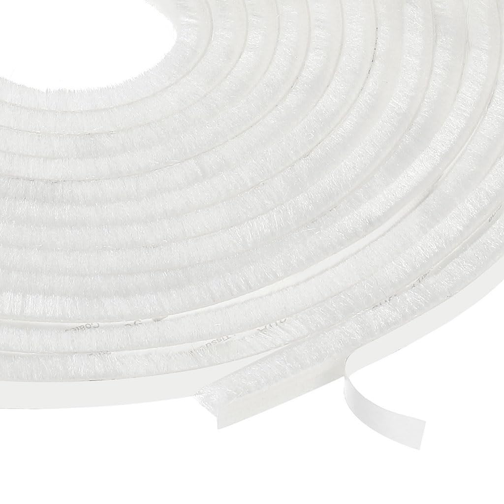 5M Self Adhesive Brush Seal Weather Stripping for Sliding Doors and Windows - Soundproof and Dustproof,1pcs(White,6mmx7mm)