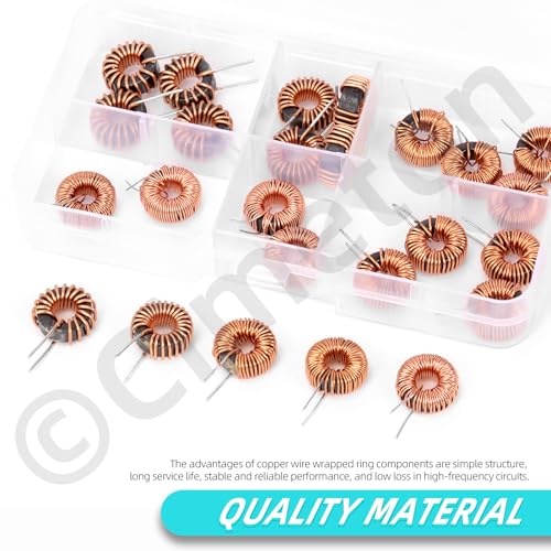 Cimeton Toroid Magnetkerninduktor Kupferdraht Wicklung Sortiment Kit für Transformatoren DIY-Schaltung Board (Black)