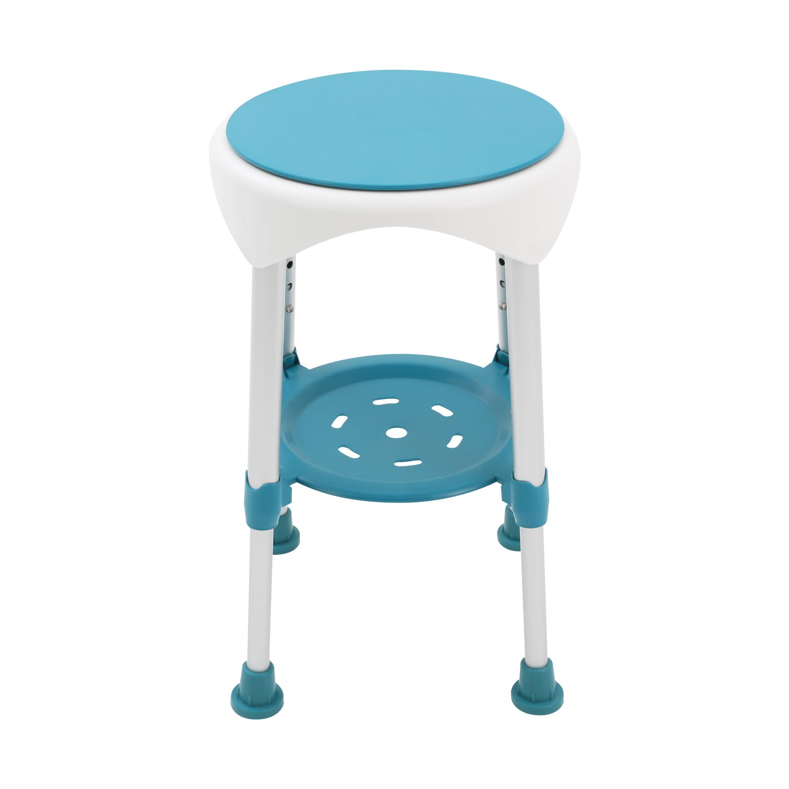 Taburete de ducha ajustable de 40,5 a 53 cm, silla de baño con capacidad de carga de 150 kg, asiento de ducha antideslizante con reposapiés para ducha (verde oscuro)