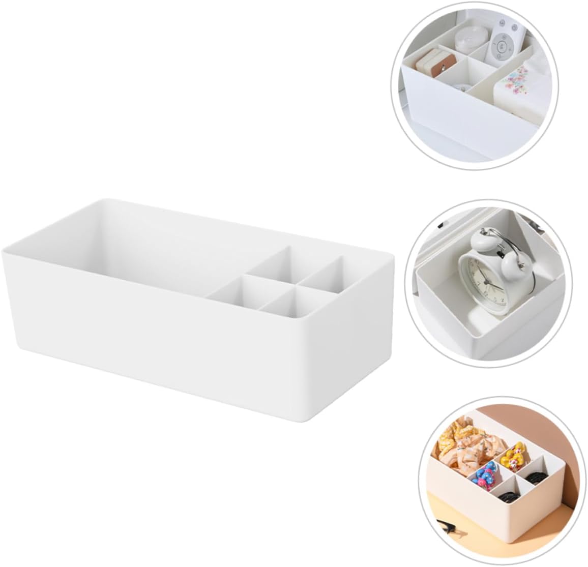 Desktop Makeup Organizer Box with Compartments, White Hips Storage image 5