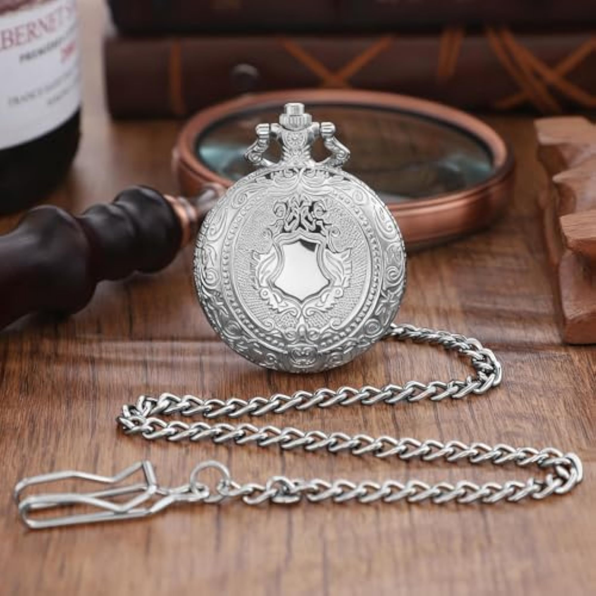 Men's Classic Quartz Pocket Watch with Chain