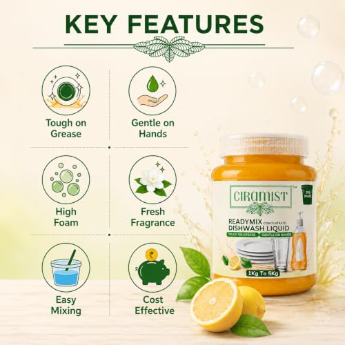 Image of Readymix Dish Wash Concentrate | Powerful Grease-Cutting Dishwashing Liquid for Utensils and Cookware 1KG TO 5KG (DISHWASH PEST)