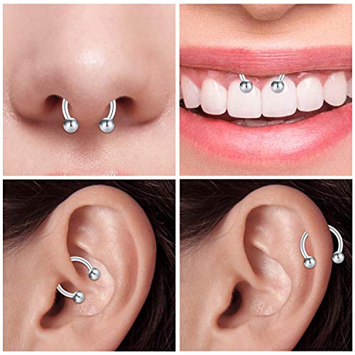 Mayhoop 16G 20Pcs Surgical Steel Nose Rings Septum Rings Captive Bead Rings Horseshoe Piercing Jewelry Cartilage Helix Daith Tragus Earring Hoop Lip Hinged Seamless Nose Hoop Ring for Women Men4