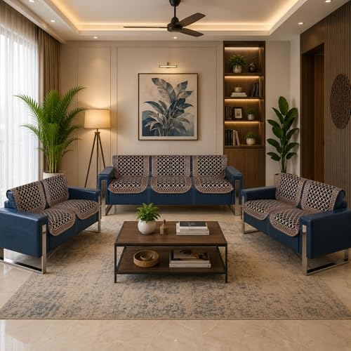 Image of Premium Chenille Woven Anti-Slip 7 Seater Sofa Cover | L-Shape Sofa Seat Protector for Living Room | Durable & Stylish Slipcover - Dark Grey