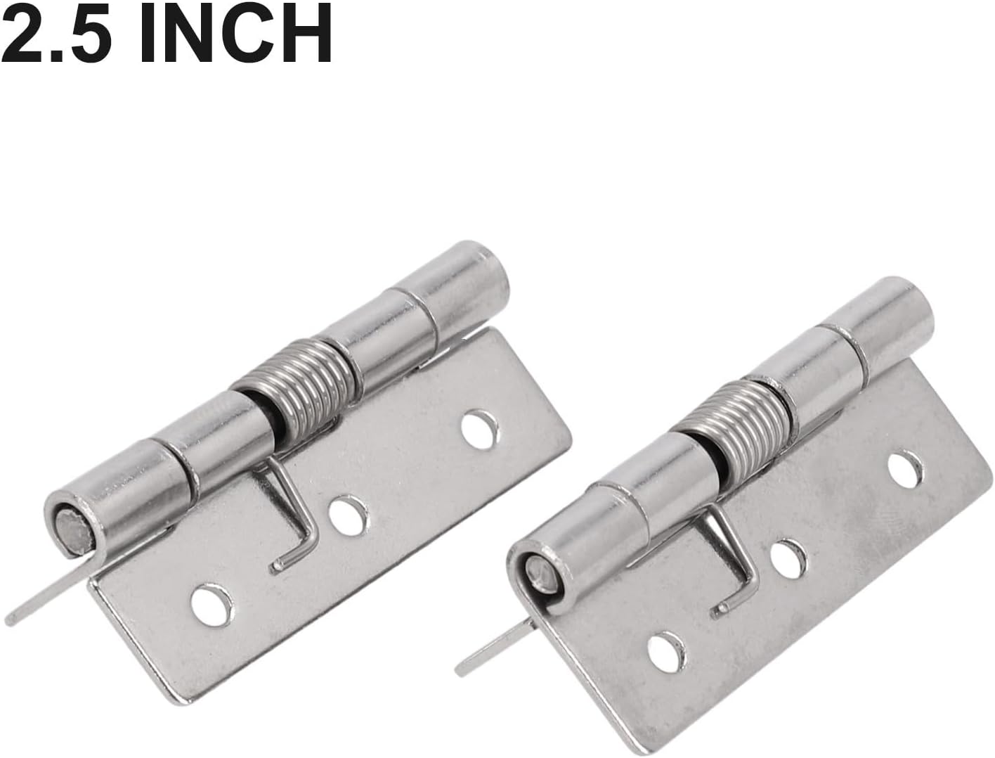 2 pack Self Closing Spring Door Hinges 304 Stainless Steel Silver Brushed Finish for Cabinets Jewelry Boxes Instrument Cases Automatic Close Hardware 1 to 4 Inch(2.5 Inch)