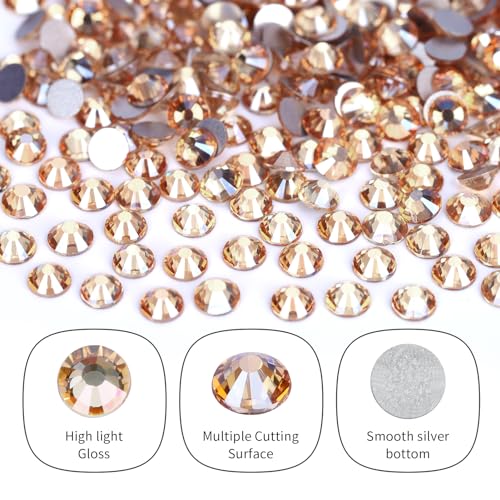 Image of 10000PCS Golden Shadow Rhinestones Bulk, Flat Back Crystal Glass Stone Round Gems,SS20, 4.6-4.8mm