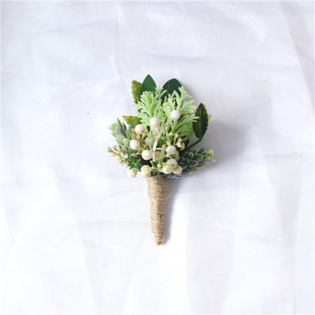 EEfpxwtz Prom corsage wrist flower， Artifici Plastic Succulent Wrist Corsage Boutonniere Brid Brooch Multicolor(D Boutonniere)