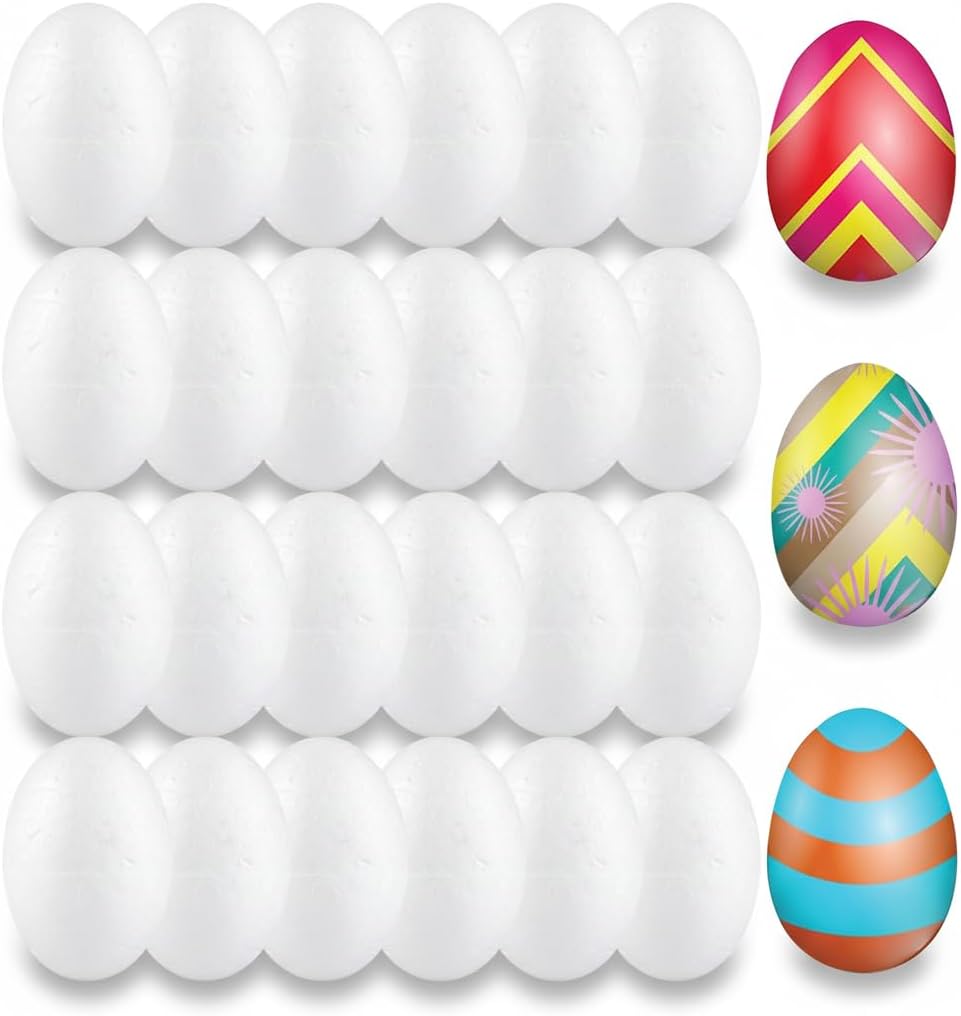 OATIPHO 50 Pcs White Foam Easter Eggs 2.36 Inch Solid Blank Craft Models for DIY Painting Projects School Art Classes Halloween Christmas Decor Family Gathering Children Artwork
