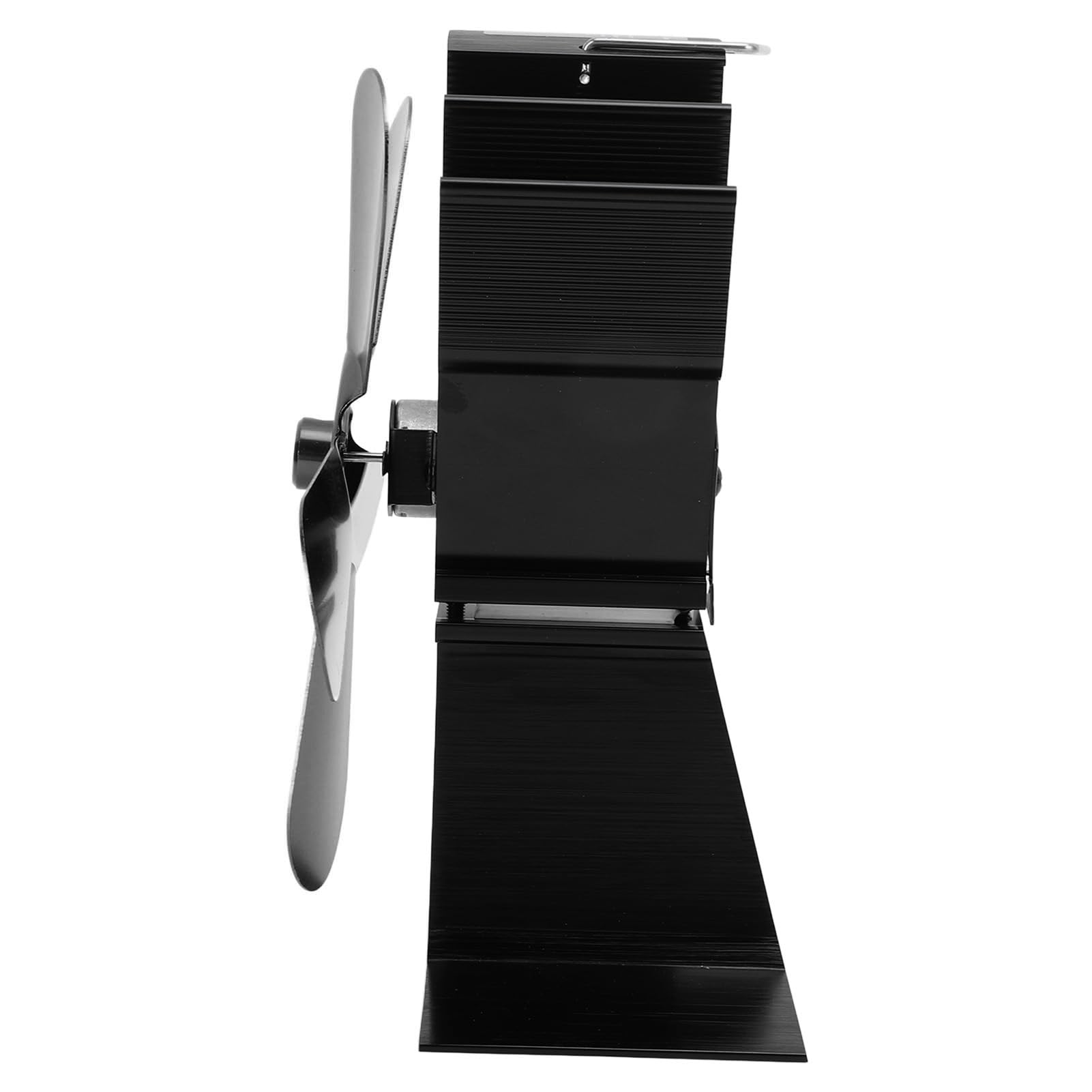 Ventilatore per stufa a legna a 5 pale, alimentato a calore, per caminetto, ideale per stufe a legna e a pellet. Funzionamento silenzioso, risparmio energetico. Lega di allu (Nera)