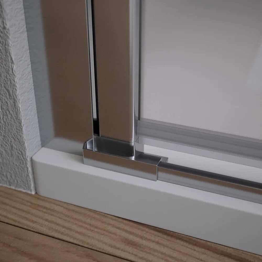 Box doccia 80x80cm con apertura a battente e parete fissa, profili cromati e vetro da 6mm opaco h195 | Elba