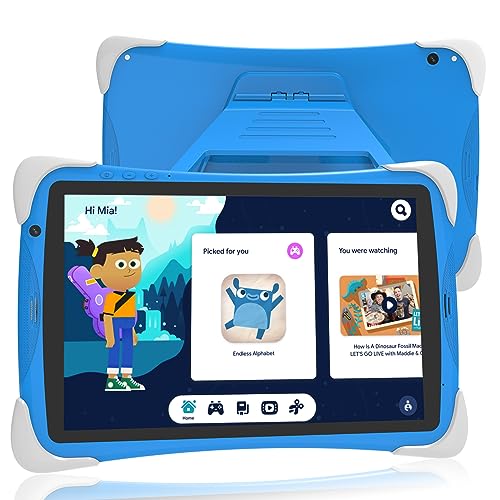 Kids Tablet, 10 Inch Tablet for Kids, Android 12, 32GB(SD to 128GB), with Parental Controls, Kid Contents Educational Tablet, Dual Camera, Shockproof Case with Stand, Blue