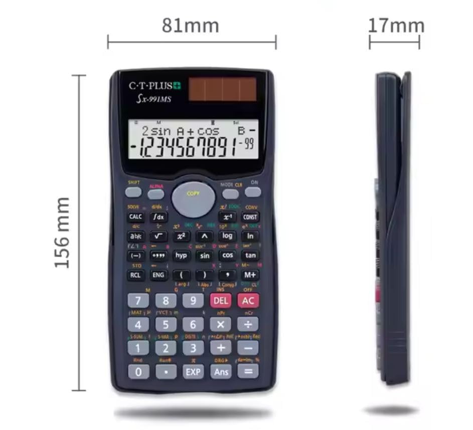Image of Sx-991MS Scientific Calculator, 401 Functions, Matrix Vector Calculations, STAT-Data, Dual Power Solar and Battery, ANS Function, with Hard Case