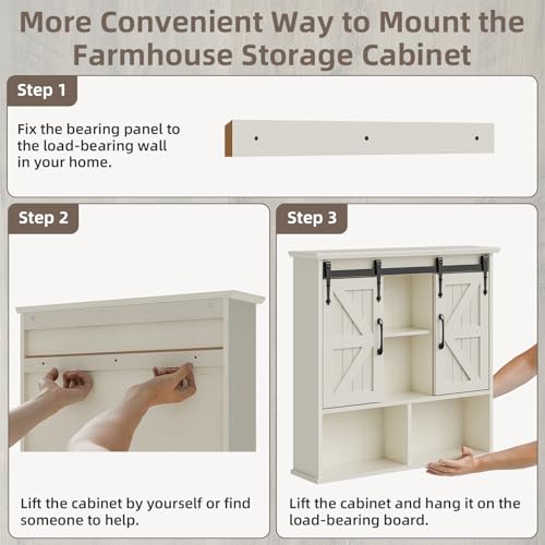 Image of Vabches Bathroom Wall Cabinet, Farmhouse Medicine Cabinet, White