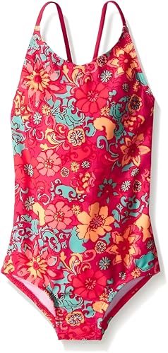 Kanu Surf Little Girls Karlie Flower One Piece Swimsuit, Karlie Floral Pink, 6X