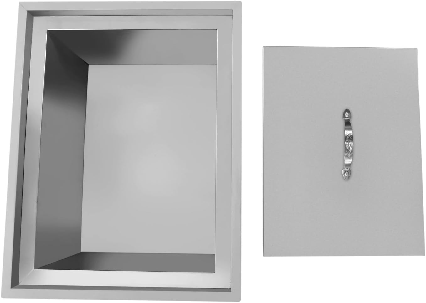 23"x17"x12" Drop-in Ice Chest with Flat Cover, 304 Steel Bar Beverage Bin, Built-in Deck Cooler for Outdoor Kitchen, Wine Beer Juice Chiller, Restaurant Patio Cold Storage Box, No-Drip Drain