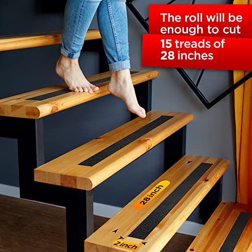 Image of Grip Tape - Heavy Duty Anti Slip Tape for Stairs Outdoor /Indoor Waterproof 2Inch x 35Ft Safety Non Skid Roll for Stair Steps Traction Tread Staircases Grips Adhesive Non Slip Strips Nonslip Walk Black