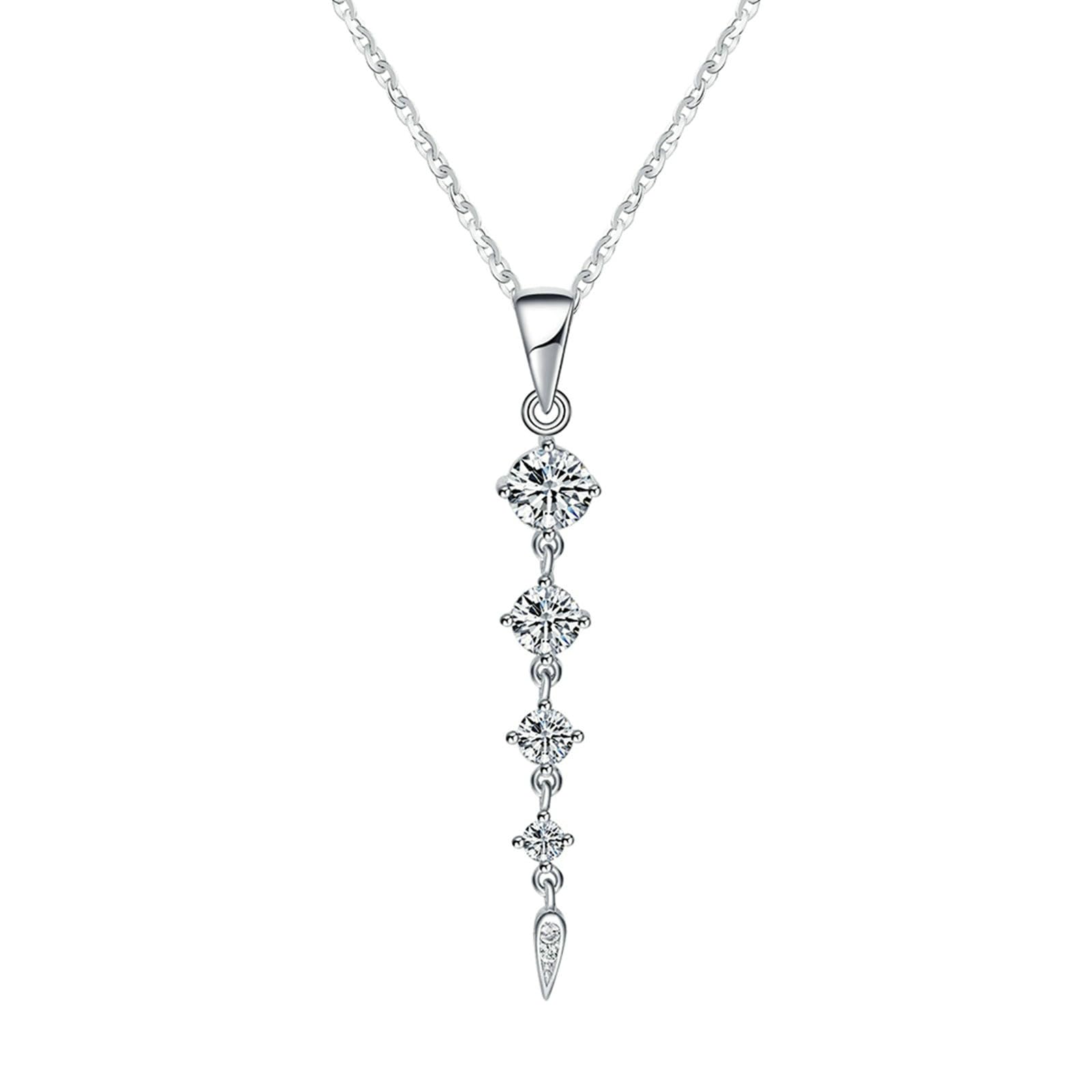 Collana con Ciondolo Donna in Argento Argento Collana Pendente Ciondolo Geometrico Zirconia Cubica