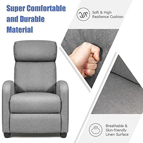 Recliner Chair With Massage Function For Living Room, Fabric Lazy Boy Recliner With Remote Control, Side Pocket, Reclining Chair For Small Spaces (Grey) #TOP4