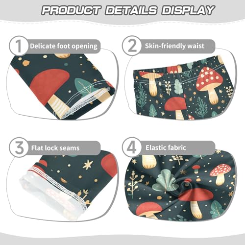 ALAZA Girls' Leggings Children's Yoga Pants Skinny Printed Dance Mushroom Cute Comfortable 4T2