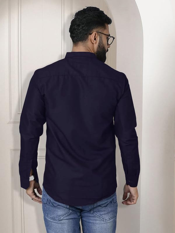 Image of Pinkmint Shirt for Men Cotton Soild Shirt & Spread Collar Long Sleeve Shirt Formal, Travelling