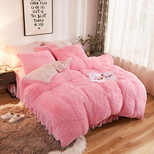 CRESTED Plush Shaggy Duvet Cover Set Luxury Ultra Soft Artificial Berber Fleece  Bedding
