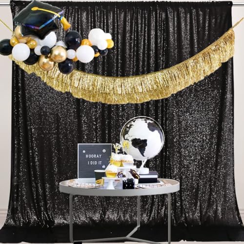 Eternal Beauty Black Sequin Backdrop 152x213cm, Glitter Photography Background Sparkly Curtain for Birthday Decorations Weddding Anniversary Engagement (5x7 feet)…