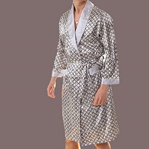 Feer Men's Silk Pattern Robe 5Xl Long Sleeve Pajama Bathrobe Oversized Satin Pajama Summer Loungewear (Color : A, Size : 4Xl Code) #TOP3