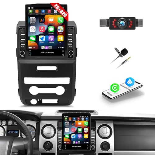9.7‘’ Verical Touch Screen Radio for Ford F150 2009 2010 2011 2012 2013 2014 2015 2016 2017 2018 2019, Wireless Apple Carplay Android Auto for F150 Stereo GPS, WiFi, BT, HiFi, FM, SWC, Backup Cam