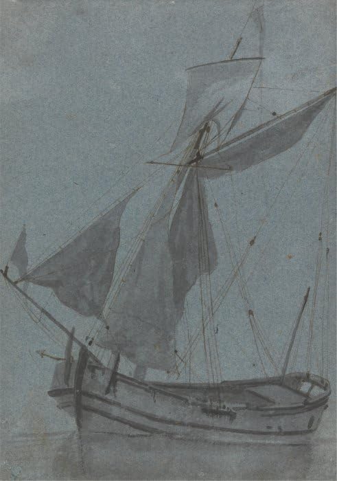 Tableau une péniche côtière 60x90cm vintage poster art mural