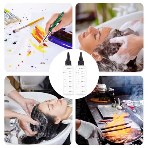 Quetschflasche, 5 Stück 100ml Transparent Squeeze Flasche mit Skala, Applikator Flasche Haare , Abgestufte Quetsch Dosierflaschen, Für Öle, Lotion, Gele(Schwarzer)