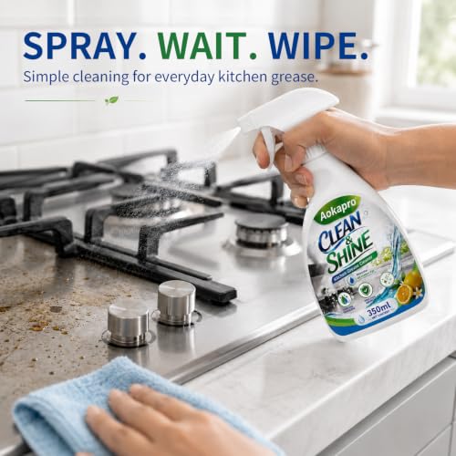 Image of Kitchen All Purpose Cleaner and Degreaser, Oven and Stove Top Cleaner | Stainless Steel Cleaner, 12.5oz for Kitchen Cleaner, Oil Stain Remover for Ovens, Appliances, BBQ, Lemon,Ready to Use