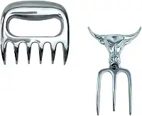 Garfo Tridente para Churrasco e Garra de Urso em Alumínio Fundido Polido, Ideal para Servir Carnes com Estilo e Praticidade – WOODBULL.