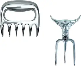 Garfo Tridente para Churrasco e Garra de Urso em Alumínio Fundido Polido, Ideal para Servir Carnes com Estilo e Praticidade – WOODBULL.