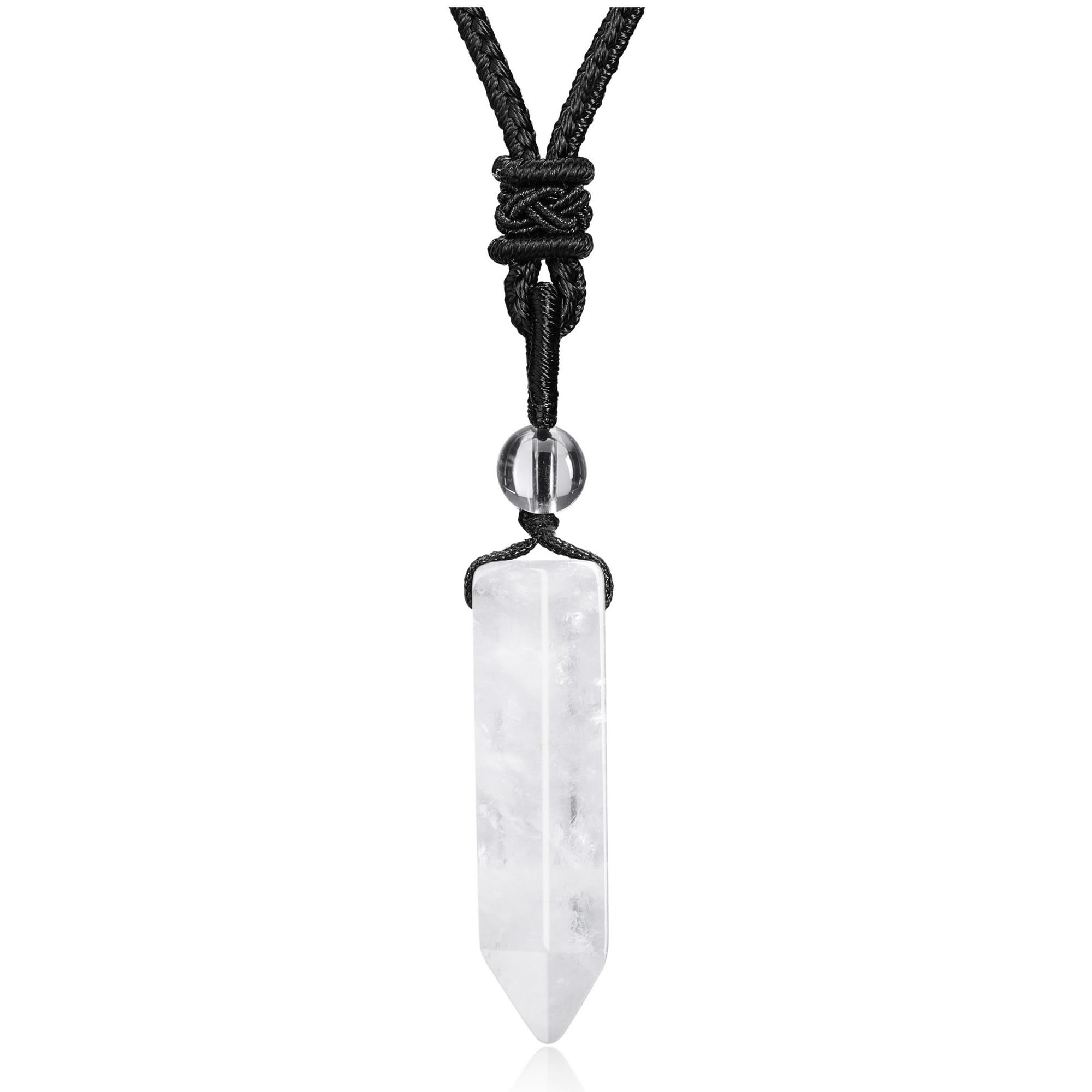 Top Plaza Healing Crystal Stone Necklaces for Men Hexagonal Pendant Necklaces Adjustable Braided Rope Natural Gemstone Necklace Jewelry Christmas Gift for Dad, Husband
