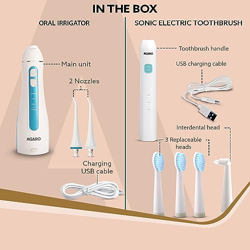 AGARO COSMIC Lite Sonic Electric Toothbrush for Adults with 3Brush Heads, 1Interdental Head, White & AGARO COSMIC PLUS Sonic Electric Tooth Brush... - Image 6