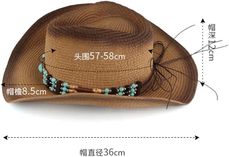 Big Brim Curled Shade Hat Ethnic European and Cowboy Grass Outdoor Beach