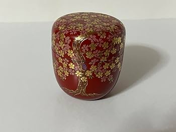 棗 赤い漆器 螺鈿 木箱付き 古川翠山作 棗 赤い漆器 螺鈿 木