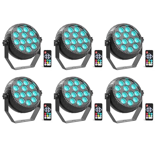 RGB LED Par Light - 15W Sound Activated Stage Light with Remote Control, 2200mAh Battery, Auto Mode, Perfect for Parties, Performances, and Gatherings(6 Pack)