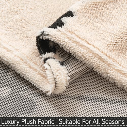 Image of HOKIPO Soft Plush Sofa Throw Cover for 3 Seater Sofa - Luxury All-Season Sofa Cover, 'Noirea Series' Floral Lattice (180x310 cm) (AR-6653-D4)