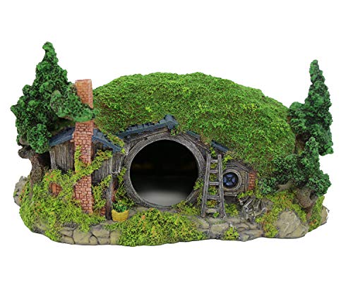BobbyPet Aquarium Decoration Hobbit House Fish Tank Ornament Rockery Landscaping 11inL x 8inW x 6.5inH