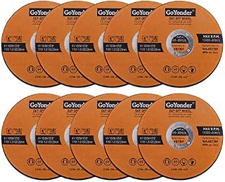 GoYonder 115 x 1.2mm Ultra Thin Stainless Steel Cutting Discs for Angle Grinder,4.5" Cutting Blades for Metal,Stainless Steel Pipes,Steel Cables, and Non-ferrous Metals Pack of 10