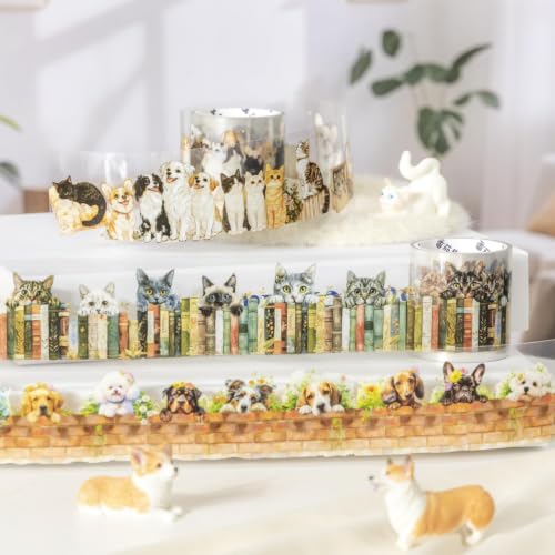 Image of PET Tape Set for Junk Journal,6 Rolls Cute Cat Tape Stickers,Clear Pet Dog Stickers for Scrapbooking,Journaling,Planner,DIY Arts Crafts,Notebook,Phone Case,Cups(Pet Time)